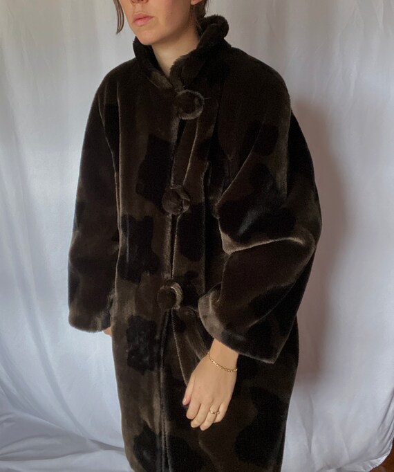 Vintage cow print faux fur coat