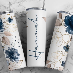 Blue Floral 20oz Skinny Tumbler