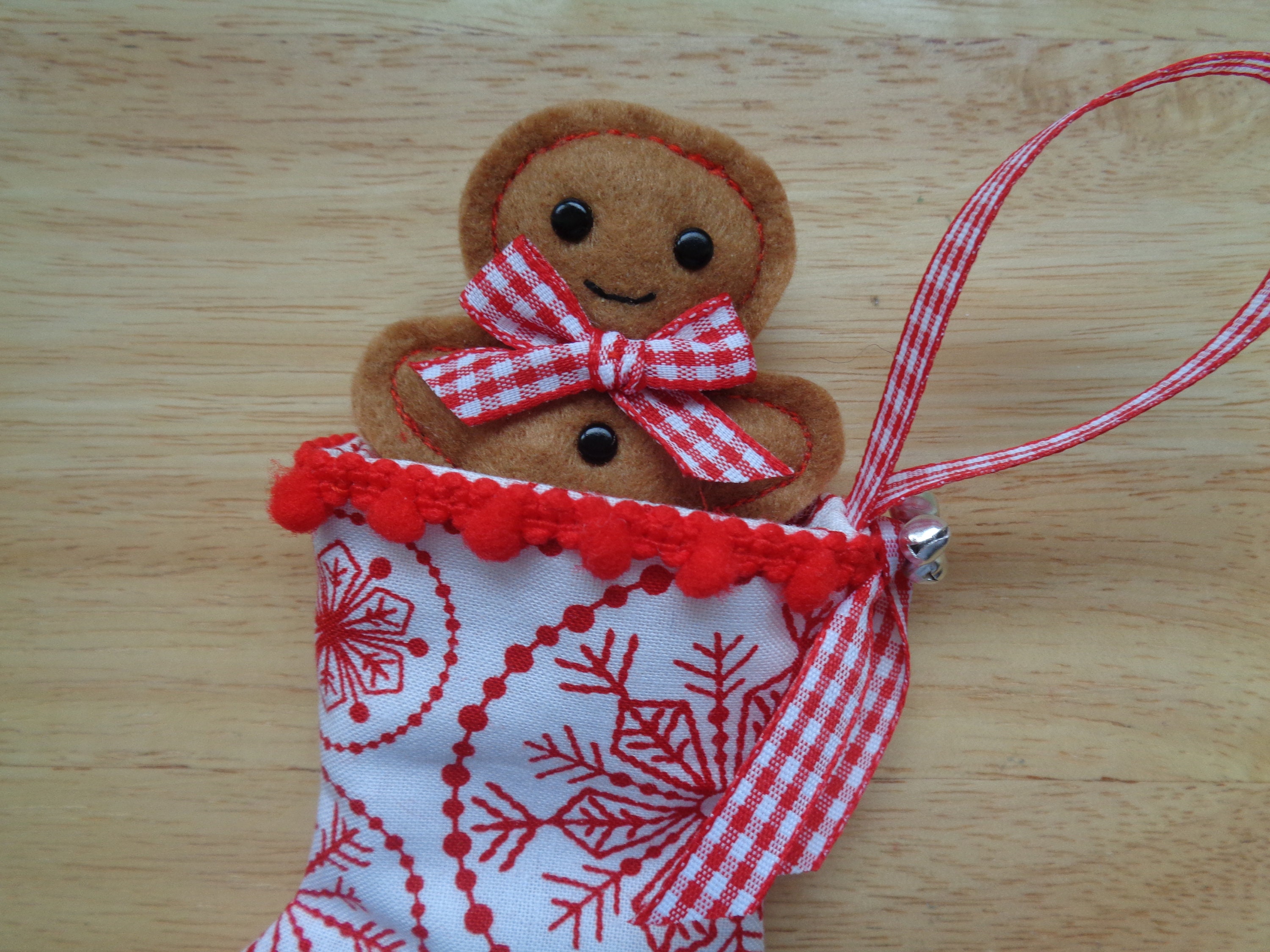 Felt Gingerbread Man in Christmas Stocking - Etsy UK