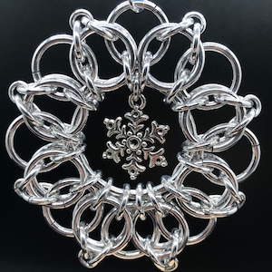 Kit - Set of 2  Wreath w/ Snowflake Christmas Ornament  Chain mail Material Pack (tutorial sold separately) free shipping