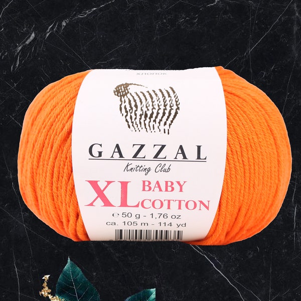 Gazzal Baby Baumwolle XL, 50% Baumwolle je 1,76 Unzen (50g) / 114 Yrds (105m), No.3 Light, Dk Kammgarn, super weich und beliebt