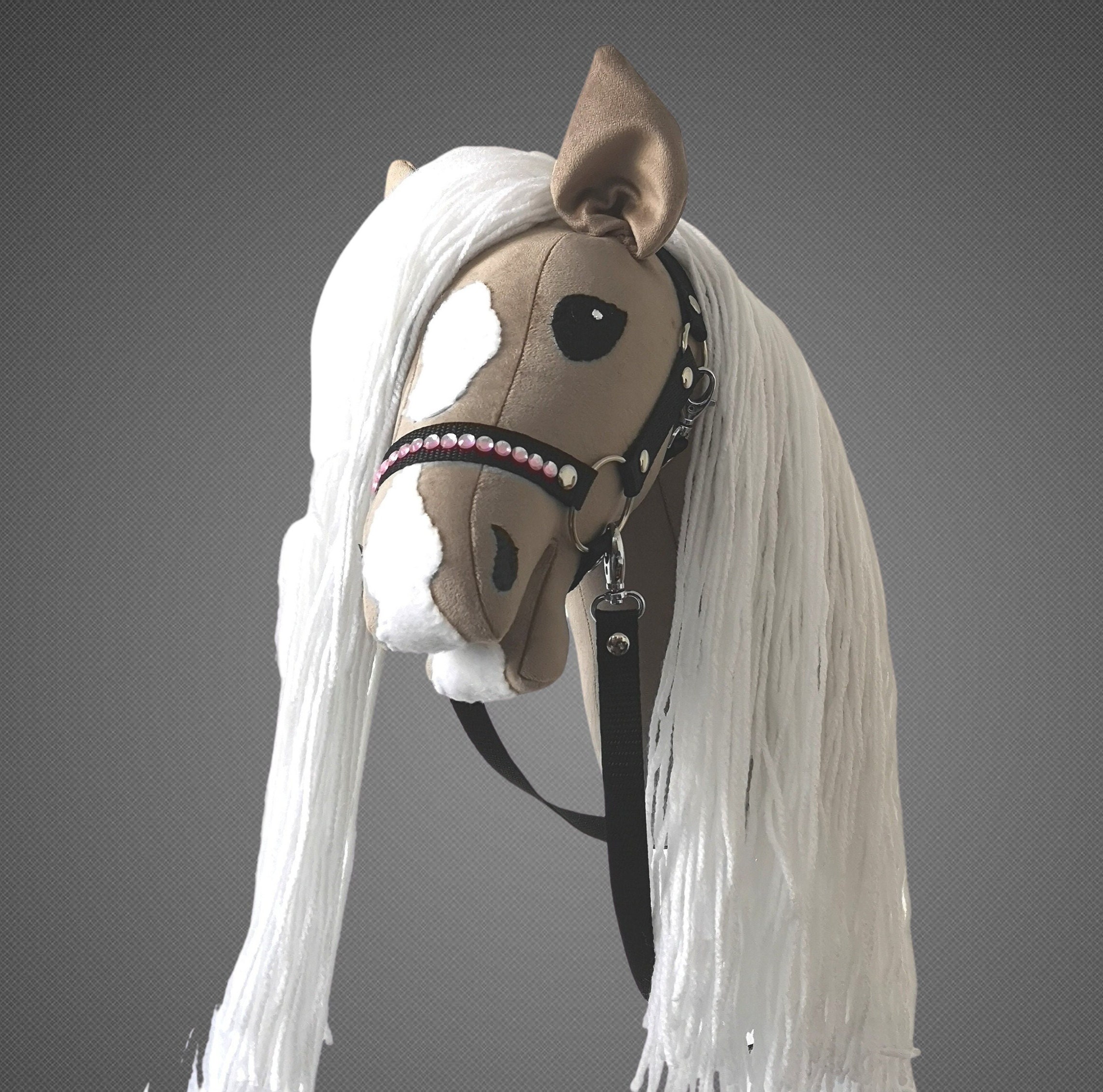 Hobby Horse aurora Beige Gray Color With Long White Mane and With Black Bridle Horse on a Stick steckenpferd Hobby A3 Size Etsy Finland