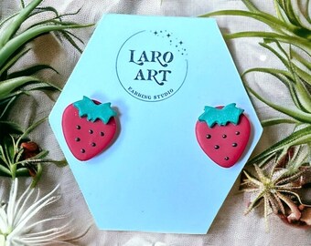 Strawberry clay studs, #793