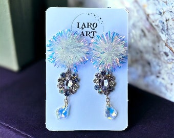 Poms and rhinestone dangles, #806