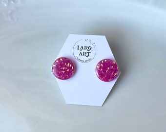 Resin Studs, Fuchsia 3D Glitter, approx . 75”, #749