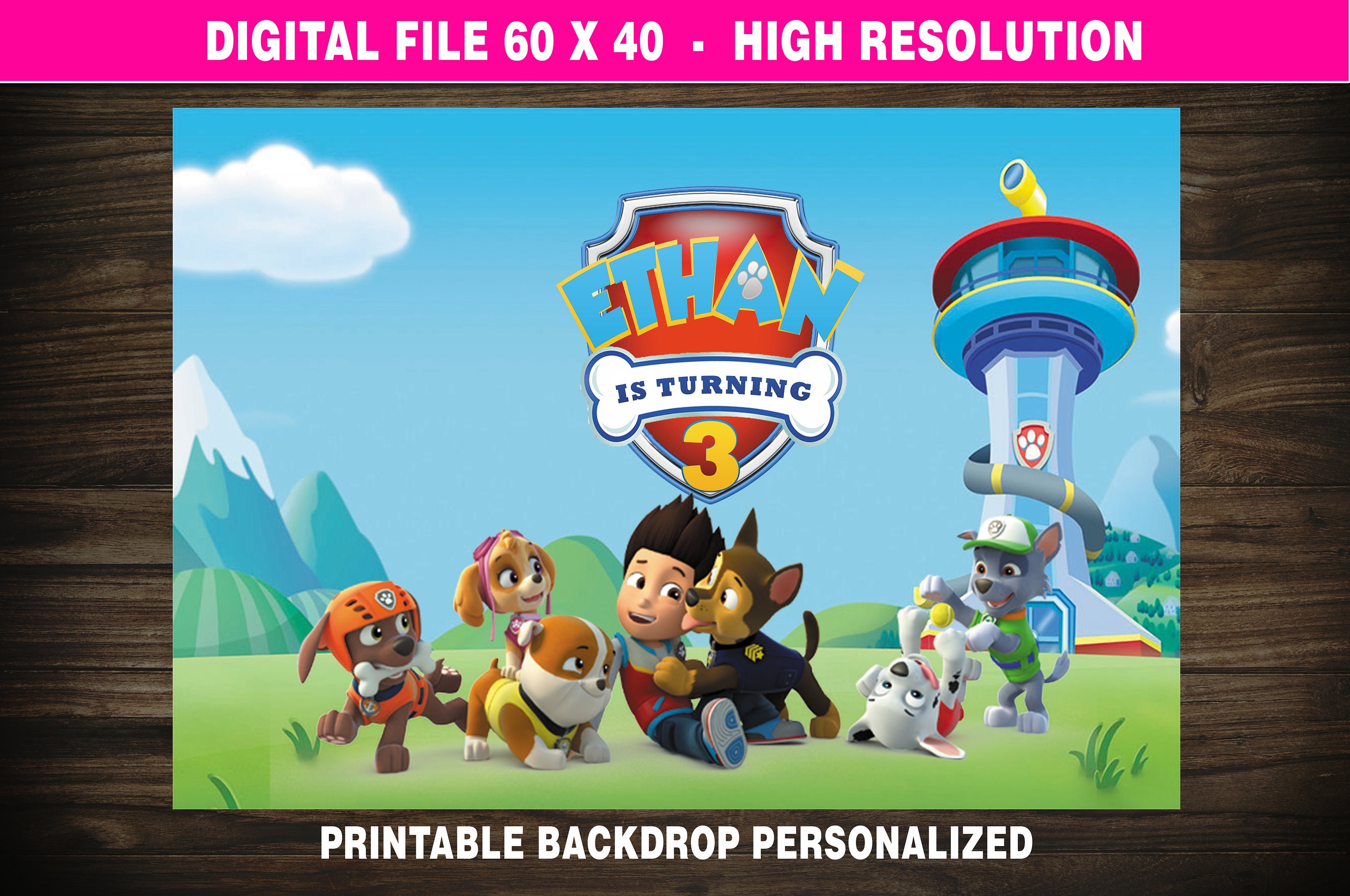 Paw Patrol Backdrop Paw Patrol Printable Backdrop Etsy