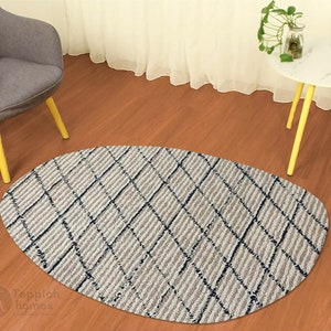 Oval Shape Rug 5x7, 5x8, 8x10, 8x11 Wool Rug Hand Tufted Geometric Carpet Living, Bed, Hallway Room image 8