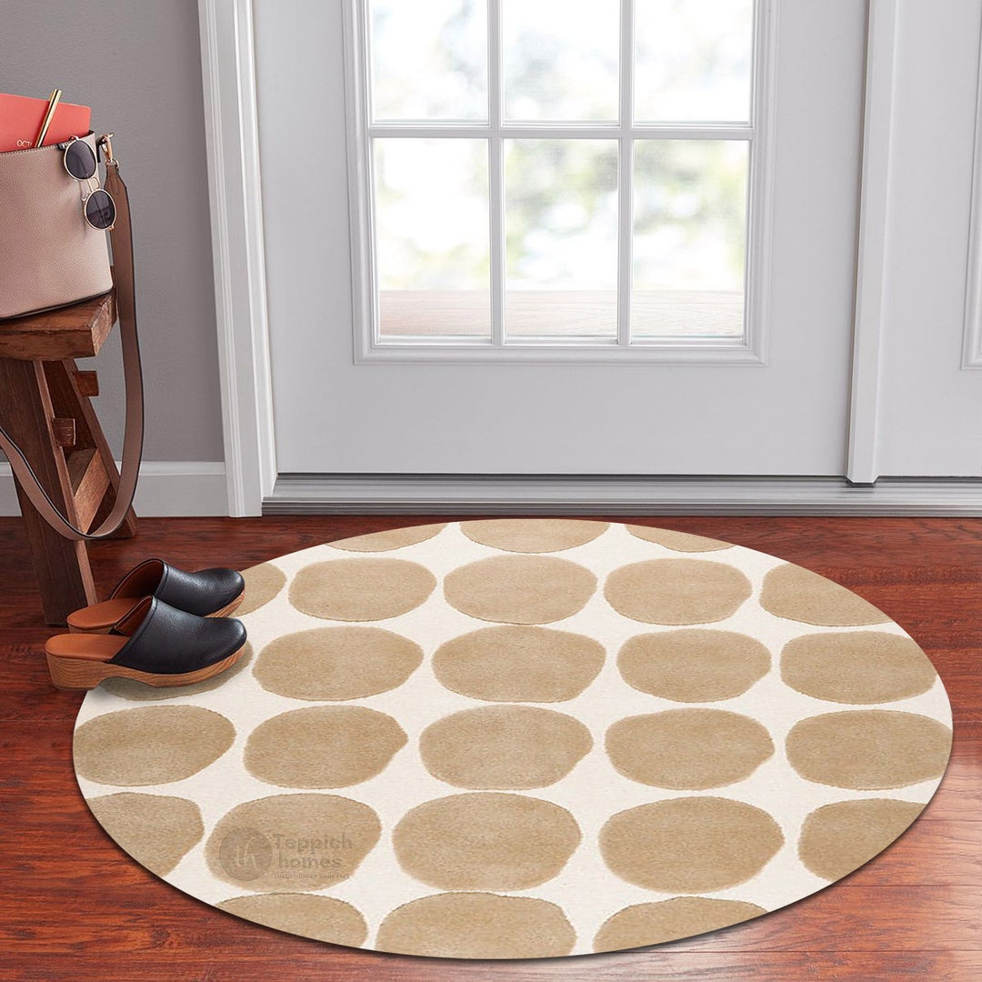 Wool Rug, Round Shape, Handmade, 5x5, 6x6, 7x7, 8x8, Wool Tuffed Rugs ...