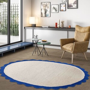 White Area Rug 9x12, 9x13, 10x14, 8x10 Oval Shape Hand Tufted Living Room Wool Carpet Handmade image 4