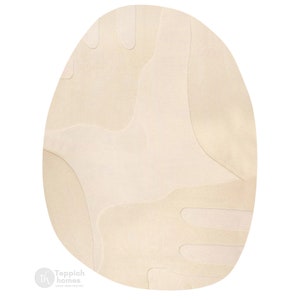Cream Oval Carpet | Hand Tufted, 5x7, 5x8, 6x8, 6x9 | Loop and Cut Pattern | Handmade | Rug For Living Room | Bedroom Carpet