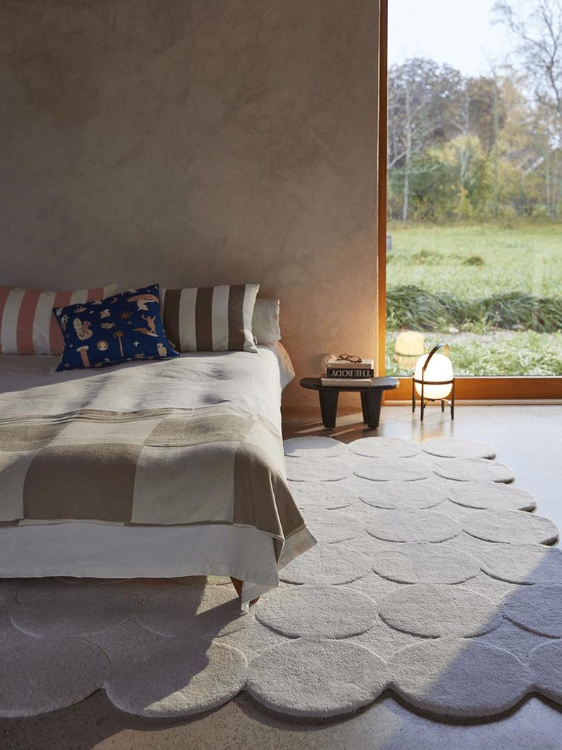 Hand Tufted Solid Cream Wool Area Rug 8x10, 8x11, 9x10, 6x9, 7x10