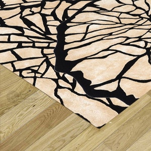 Hand Tufted Viscose Carpet Light Beige Color Handmade Contemporary Carpet 8x10, 8x11, 9x10, 9x12 Living Room Rug image 2
