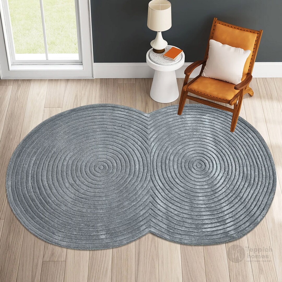 Grey Tufted Rugs Silk Rug 5x5 6x6 7x7 8x8 9x9 Round Etsy