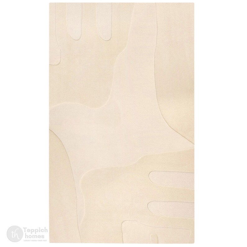 Hand Tufte | Modern Floor Rug | 6x8, 6x9, 6x10, 7x10 | White Color | Tufted | Living Room | Tufted