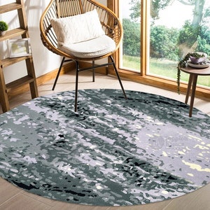 Round Carpet | Teppich | 9x9, 10x10, 11x11, 16x16 | Rug For Living Room | Grey Color | Circle Carpet | Wool Rug