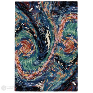 Abstract Blue Rug | 9x12 Area Rug | 8x10, 8x11, 9x10, 9x13 | Wool, Viscose | Hand Tufted | Living Room | Bedroom