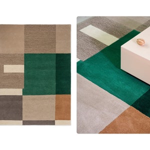 Wool Carpet | 8x10, 8x11, 6x9, 6x10 | Hand Tufted | Geometric Rug | Tuffed | Living Room Rug