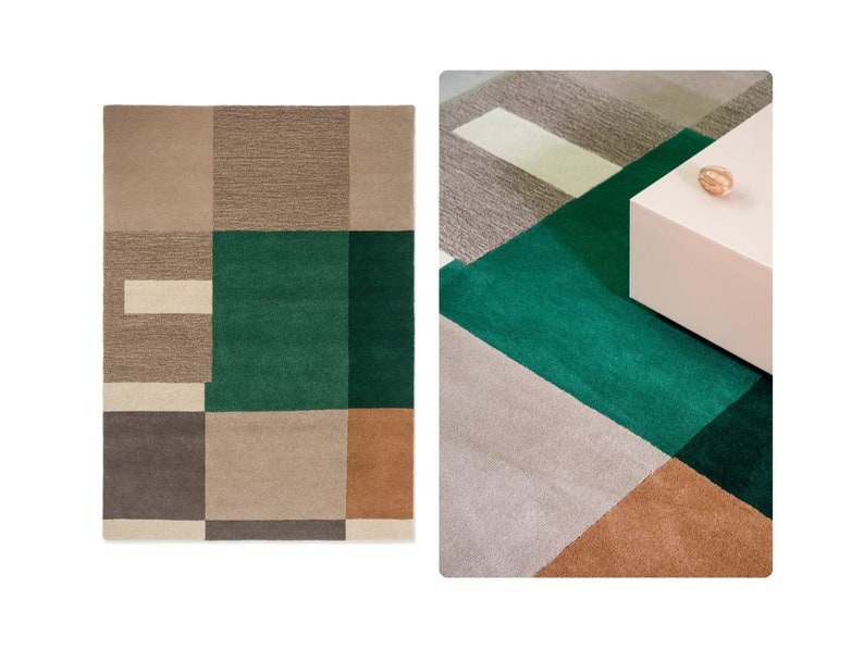 Wool Carpet | 8x10, 8x11, 6x9, 6x10 | Hand Tufted | Geometric Rug | Tuffed | Living Room Rug