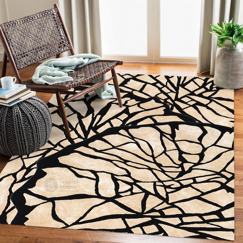Hand Tufted | Viscose Carpet | Light Beige Color | Handmade | Contemporary Carpet | 8x10, 8x11, 9x10, 9x12 | Living Room Rug