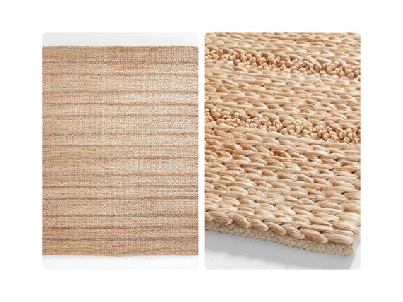 Alfombras trenzadas de yute natural, alfombra de yute natural hecha a mano  (5 x 8 pies)