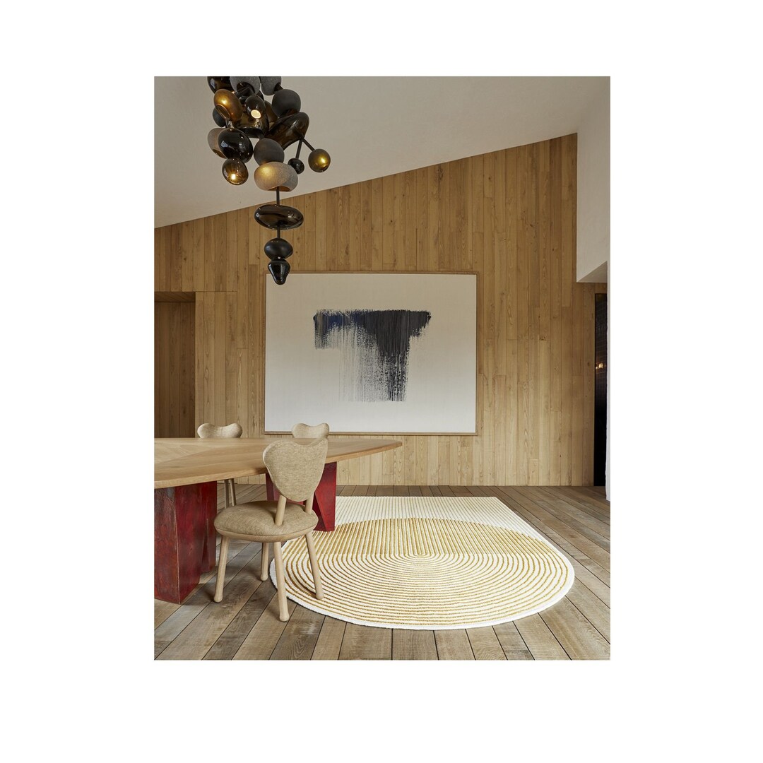 Tufted Rug Yellow White Rugs Contemporary Rug Wool Rug, 5x7, 5x8, 6x8