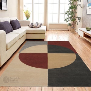 Wool Tufted, 6x9, 6x10, 7x10, 8x10, Geometric Carpet, Beige Tufte, Living, Bed, Hallway Room image 9