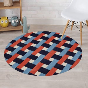 Round Rug | Blue Color | Hand Tufted | 6x6, 7x7, 8x8, 9x9 | Dinning Room | Circle Area Rug | Wool Carpet