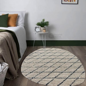 Oval Shape Rug 5x7, 5x8, 8x10, 8x11 Wool Rug Hand Tufted Geometric Carpet Living, Bed, Hallway Room image 3