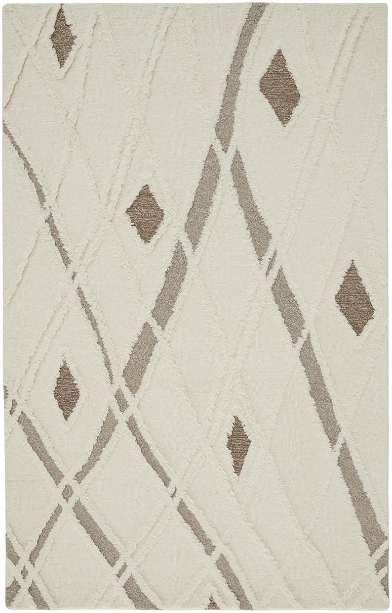 14 x 16 Wool Rug | Cream Color | Hand Tufted, 8x10, 8x11, 8x13, 9x10 | Funky Rug | Living Room | Contemporary Carpet