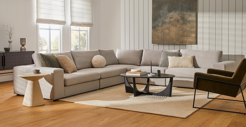 Living Room Rugs Hand Tufted 5x7, 5x8, 6x8, 6x9 Wool Area Rug Geometric Carpet image 4