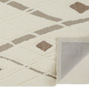 14 x 16 Wool Rug Cream Color Hand Tufted, 8x10, 8x11, 8x13, 9x10 Funky Rug Living Room Contemporary Carpet image 6