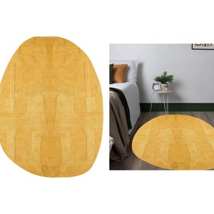 Oval Wool Rug | Mustard Rug | Hand Tufted, 5x7, 5x8, 9x12, 9x13 | Living Room Rugs | Tufted