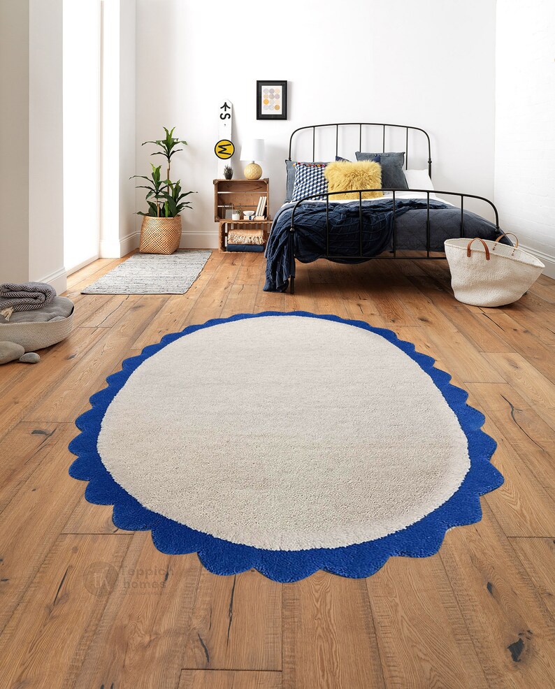 White Area Rug 9x12, 9x13, 10x14, 8x10 Oval Shape Hand Tufted Living Room Wool Carpet Handmade image 6