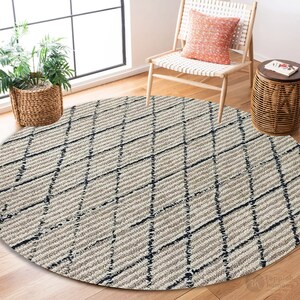 Wool Rug 7x7, 8x8, 9x9, 10x10 Round Shape Contemporary Wool Rug Handmade Hand Tufted Dinning Room image 6