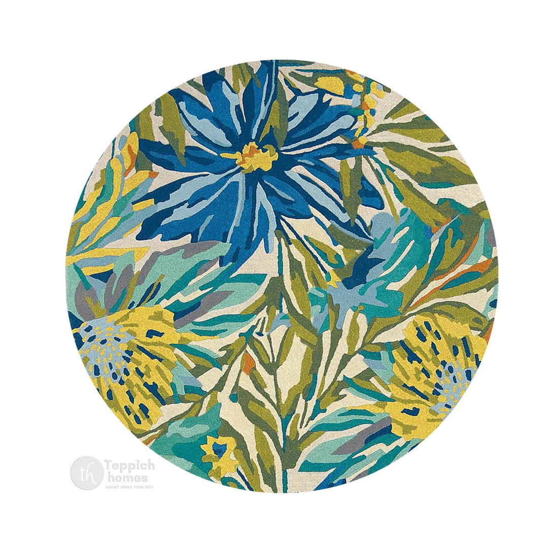 Green Tufted Green Rugs 5x5 6x6 7x7 8x8 9x9 Round Wool Etsy