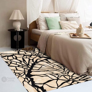 Hand Tufted | Viscose Carpet | Light Beige Color | Handmade | Contemporary Carpet | 8x10, 8x11, 9x10, 9x12 | Living Room Rug