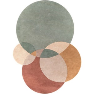 Oval Beige Rug 5x8 Contemporary Wool Rug Rug Oval 5x7, 6x9, 7x10 Hand Tufted Living Room image 2