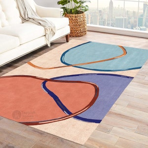 Wool Geometric Rug Hand Tufted 8x10, 8x11, 8x13, 9x10 Geometric Carpet Bedroom Living Room image 6