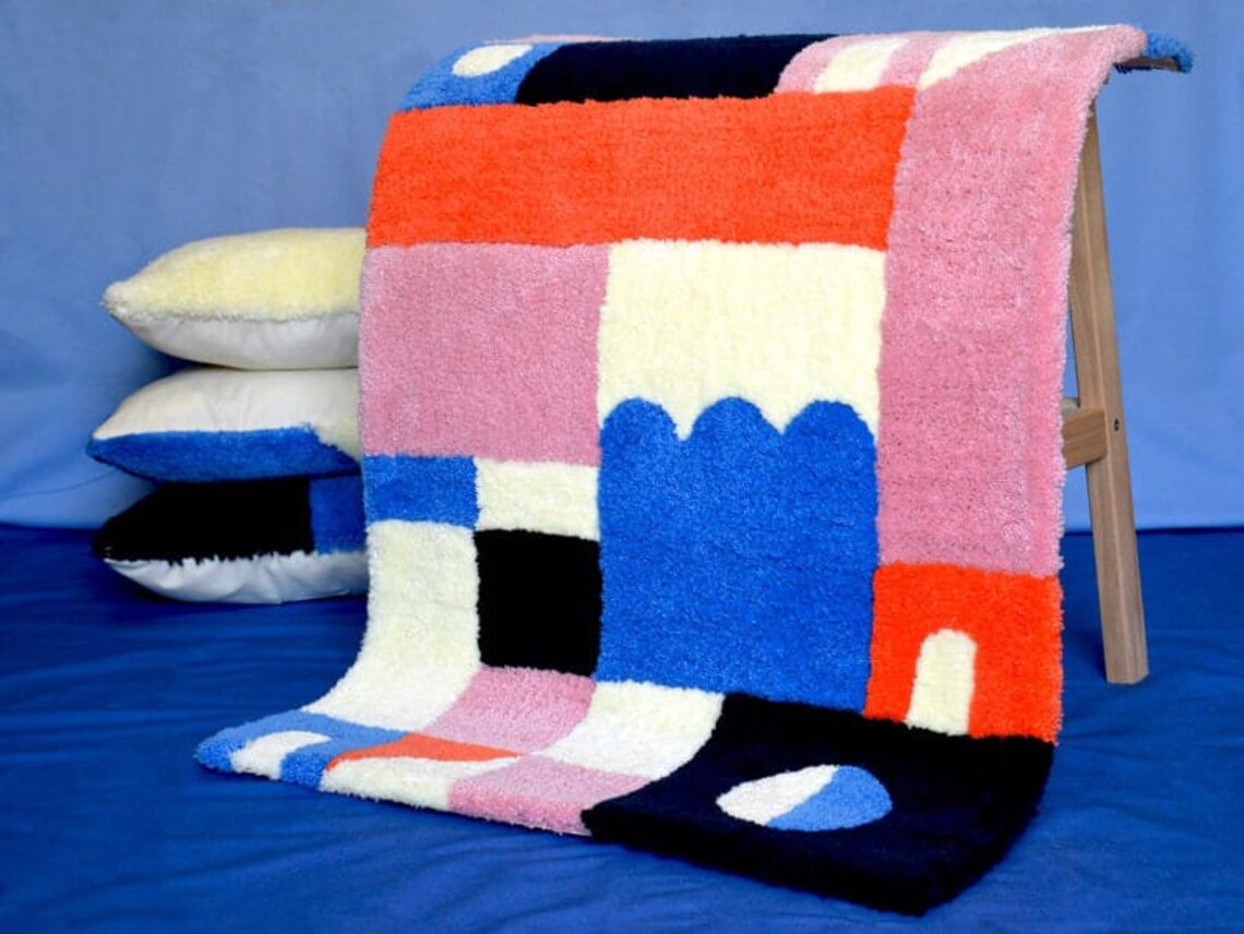 Orange Tufted Rugs 10x14 Area Rug 9x12 Area Rugs Area Etsy