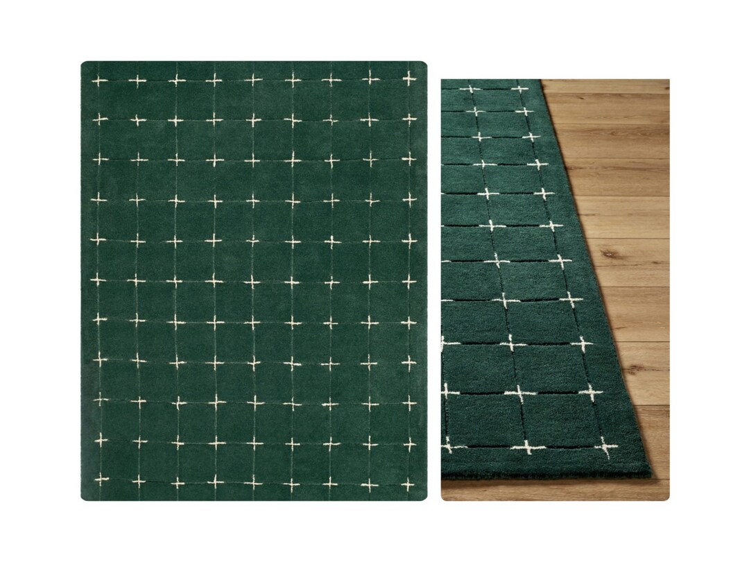 Hand Tufted Green, Rugs Wool, 10x14, 10x13, 9x10, 9x12, 9x13, Floor