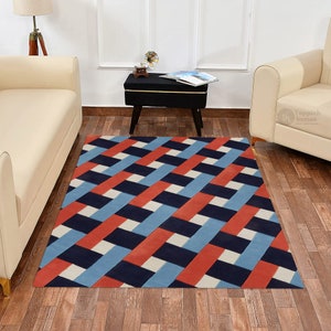 Blue Area Rug | Hand Tufted, 5x7, 8x10, 9x12, 10x13 | Wool Carpet | Rectangle Shape | Rug For Living Room