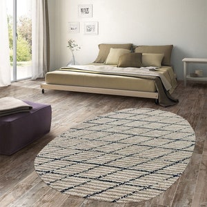 Oval Shape Rug 5x7, 5x8, 8x10, 8x11 Wool Rug Hand Tufted Geometric Carpet Living, Bed, Hallway Room image 6