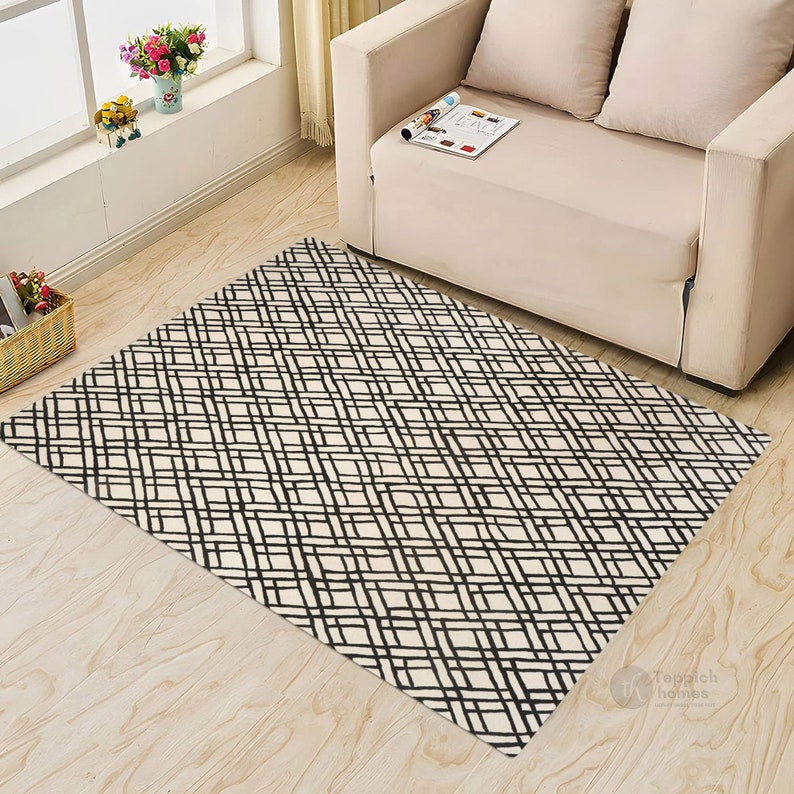 Light Beige Rug | Rectangle Shape | Wool Area Rug, 7x10, 8x10, 8x13, 9x13 | Hand Tufted | Rug For Living Room | Bedroom