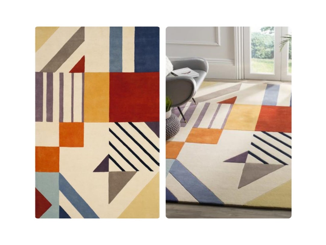 Tufted Rug 8x10 Tufted Rug Abstract Tufted Area Rug 5x8 Etsy