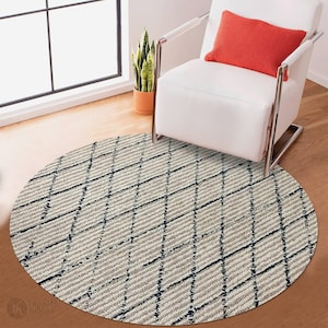 Wool Rug | 7x7, 8x8, 9x9, 10x10 | Round Shape | Contemporary Wool Rug | Handmade | Hand Tufted | Dinning Room