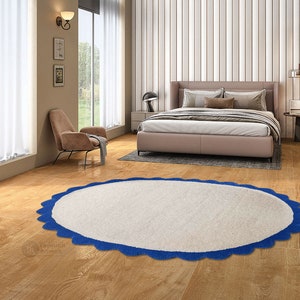 White Area Rug 9x12, 9x13, 10x14, 8x10 Oval Shape Hand Tufted Living Room Wool Carpet Handmade image 5