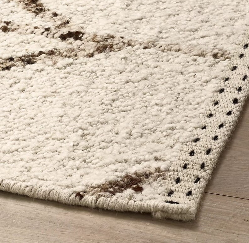 Neutral Hand Knotted Wool Rug | Morrocan Rug | Shritija Ivory Wool Rugs | 12x15 Rug Neutral Wool | Taani Wool Rugs