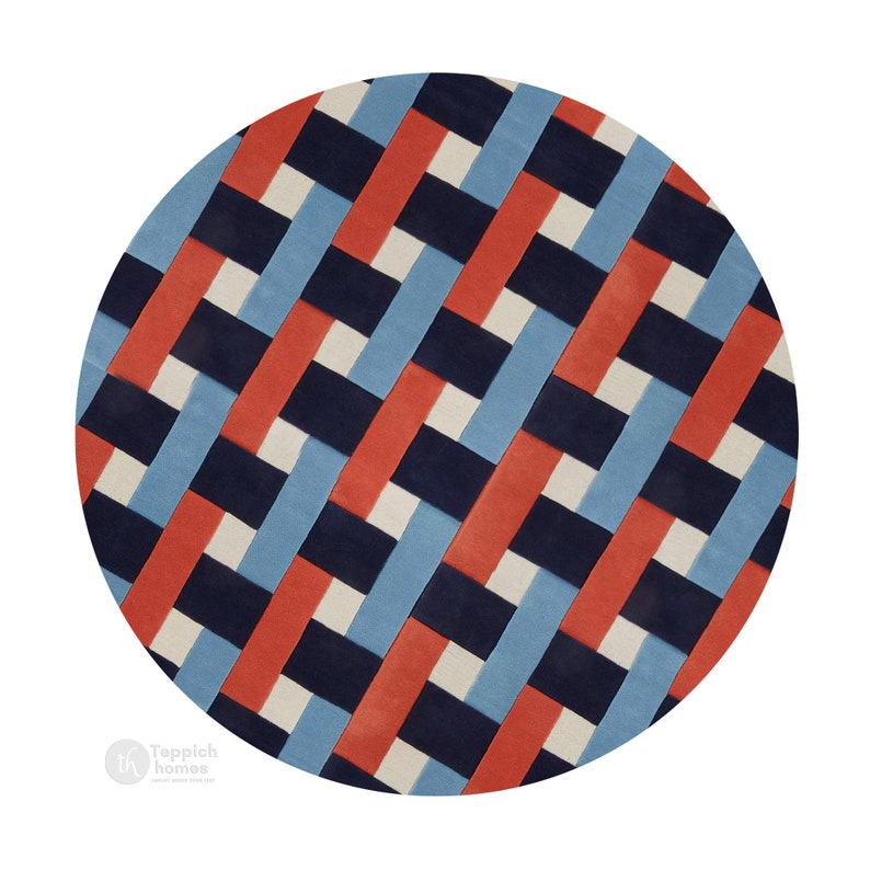 Round Rug | Blue Color | Hand Tufted | 6x6, 7x7, 8x8, 9x9 | Dinning Room | Circle Area Rug | Wool Carpet