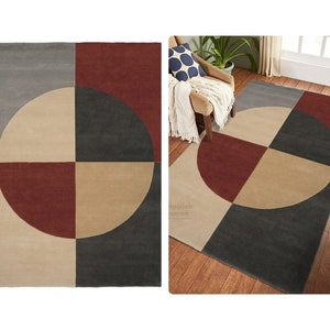 Wool Tufted, 6x9, 6x10, 7x10, 8x10, Geometric Carpet, Beige Tufte, Living, Bed, Hallway Room