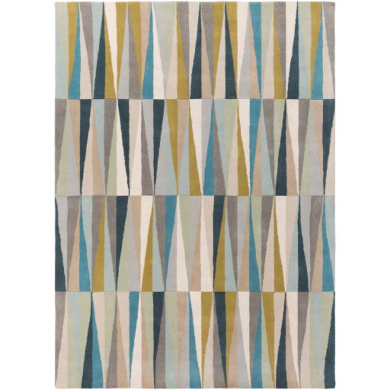 Tufted Rug 8x10, Wool Area Rug, Turquoise Tufted Carpet, 5x7, 5x8, 6x8, 6x9, Handmade image 5